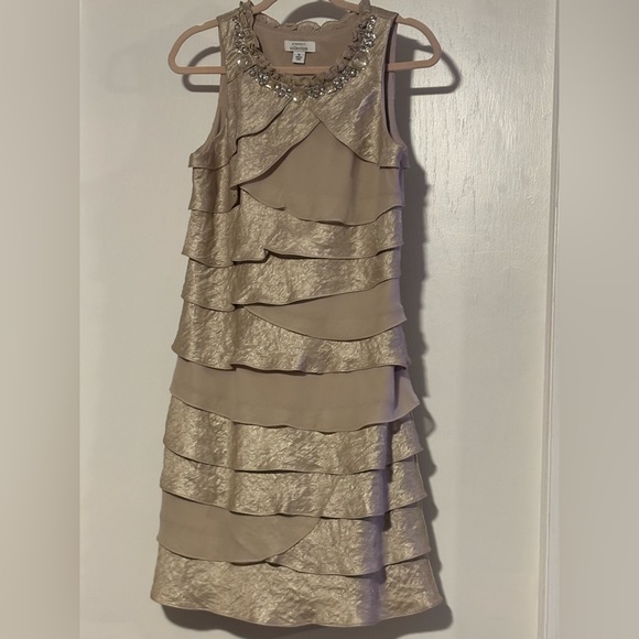 dressbarn Dresses & Skirts - dressbarn Beige Layered Mini Dress